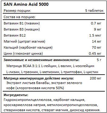 Состав SAN Amino Acid 5000