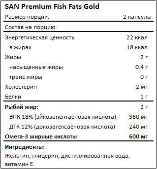 Состав Premium Fish Fats Gold