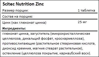 Состав Scitec Nutrition Zinc