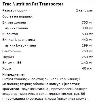 Состав Trec Nutrition Fat Transporter