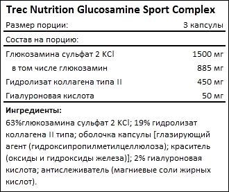 Состав Trec Nutrition Glucosamine Sport Complex