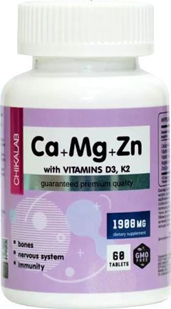 Витамины и минералы Chikalab Ca Mg Zn D3 K2
