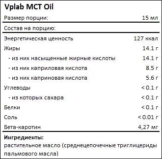 Состав Vplab MCT Oil