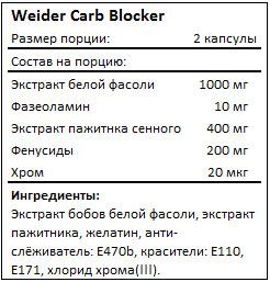 Состав Carb Blocker от Weider